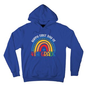 First Day Of 4Th Grade Teacher Rainbow Hello Fourth Grade Funny Gift Hoodie