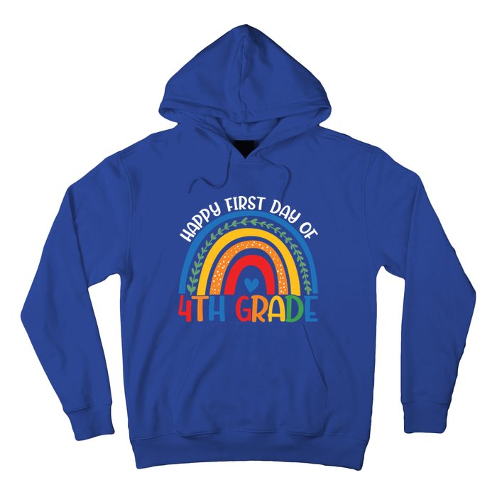 First Day Of 4Th Grade Teacher Rainbow Hello Fourth Grade Funny Gift Hoodie