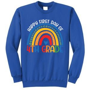 First Day Of 4Th Grade Teacher Rainbow Hello Fourth Grade Funny Gift Sweatshirt