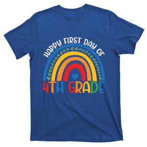 First Day Of 4Th Grade Teacher Rainbow Hello Fourth Grade Funny Gift T-Shirt