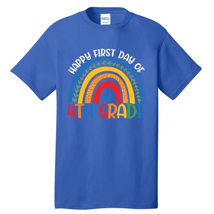 First Day Of 4Th Grade Teacher Rainbow Hello Fourth Grade Funny Gift Tall T-Shirt