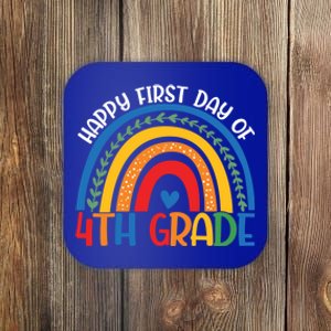 First Day Of 4Th Grade Teacher Rainbow Hello Fourth Grade Funny Gift Coaster