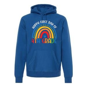 First Day Of 4Th Grade Teacher Rainbow Hello Fourth Grade Funny Gift Premium Hoodie