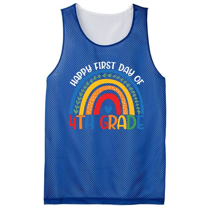 First Day Of 4Th Grade Teacher Rainbow Hello Fourth Grade Funny Gift Mesh Reversible Basketball Jersey Tank