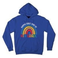 First Day Of 4Th Grade Teacher Rainbow Hello Fourth Grade Funny Gift Tall Hoodie