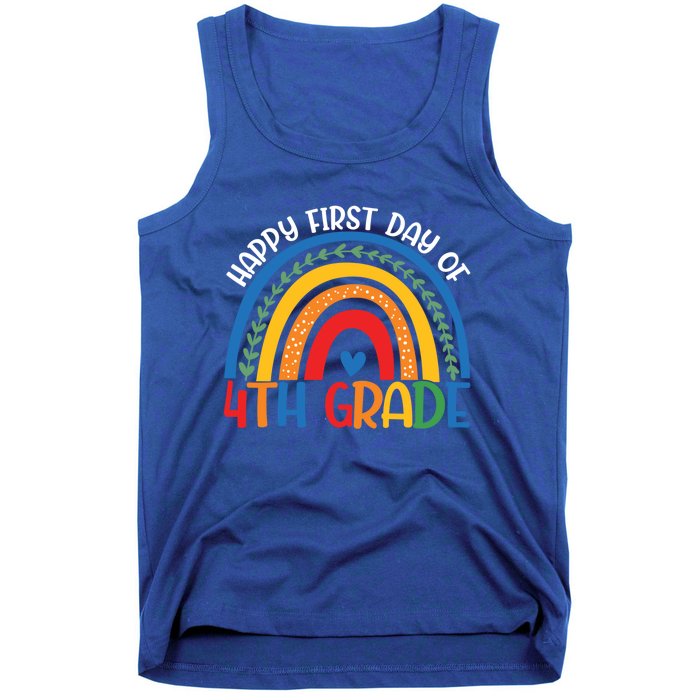 First Day Of 4Th Grade Teacher Rainbow Hello Fourth Grade Funny Gift Tank Top