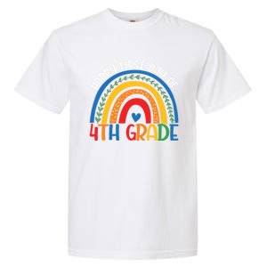 First Day Of 4Th Grade Teacher Rainbow Hello Fourth Grade Funny Gift Garment-Dyed Heavyweight T-Shirt