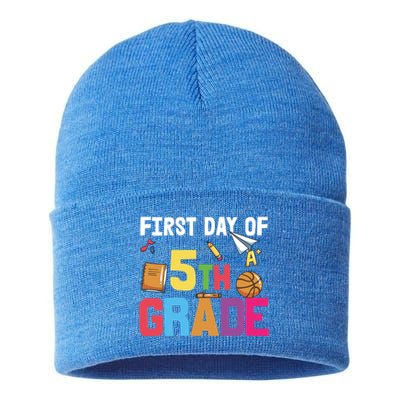 First Day Of Fifth Grade Cute 5Th Grade Gift Sustainable Knit Beanie