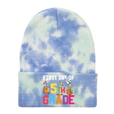 First Day Of Fifth Grade Cute 5Th Grade Gift Tie Dye 12in Knit Beanie