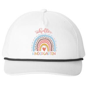 First Day Of School Hello Kindergarten Teacher Rainbow Snapback Five-Panel Rope Hat