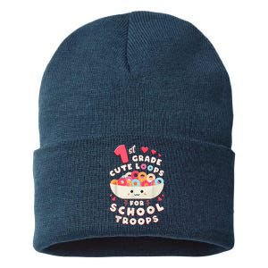 First Day Of 1st Grade Girl Back To School First Grade Cute Sustainable Knit Beanie