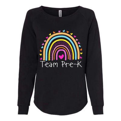 First Day Of Team PreK Squad Crew Preschool Teacher Rainbow Womens California Wash Sweatshirt