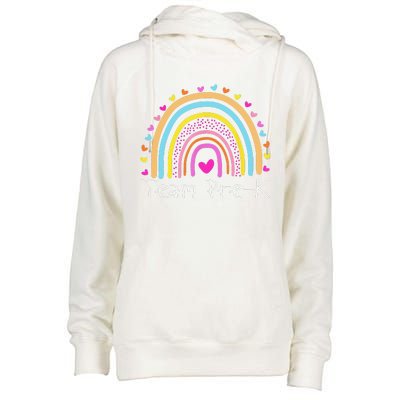 First Day Of Team PreK Squad Crew Preschool Teacher Rainbow Womens Funnel Neck Pullover Hood