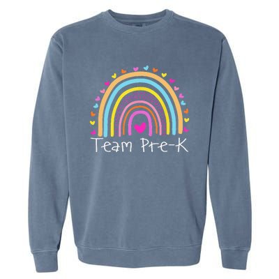 First Day Of Team PreK Squad Crew Preschool Teacher Rainbow Garment-Dyed Sweatshirt