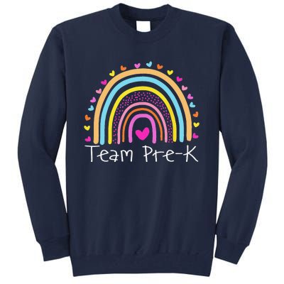 First Day Of Team PreK Squad Crew Preschool Teacher Rainbow Tall Sweatshirt