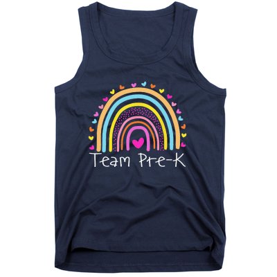 First Day Of Team PreK Squad Crew Preschool Teacher Rainbow Tank Top