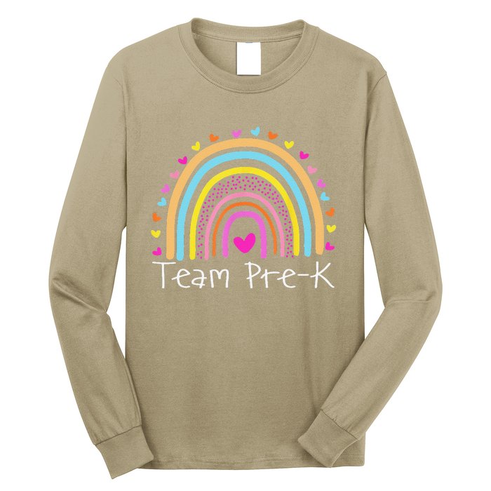 First Day Of Team PreK Squad Crew Preschool Teacher Rainbow Long Sleeve Shirt