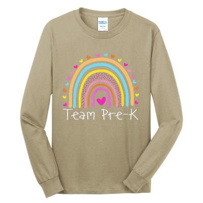 First Day Of Team PreK Squad Crew Preschool Teacher Rainbow Tall Long Sleeve T-Shirt