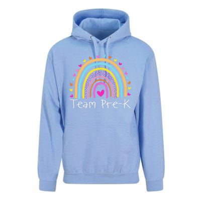 First Day Of Team PreK Squad Crew Preschool Teacher Rainbow Unisex Surf Hoodie