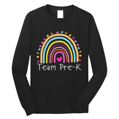 First Day Of Team PreK Squad Crew Preschool Teacher Rainbow Long Sleeve Shirt