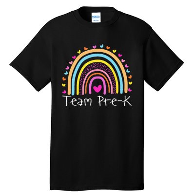 First Day Of Team PreK Squad Crew Preschool Teacher Rainbow Tall T-Shirt