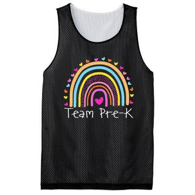 First Day Of Team PreK Squad Crew Preschool Teacher Rainbow Mesh Reversible Basketball Jersey Tank