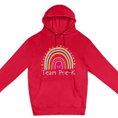 First Day Of Team PreK Squad Crew Preschool Teacher Rainbow Premium Pullover Hoodie