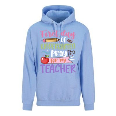 First Day Of Kindergarten Pray For My Teacher Kindergarten Funny Gift Unisex Surf Hoodie