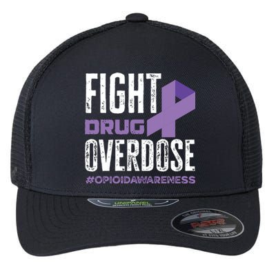 Fight Drug Overdose Pruple Ribbon Opioid Overdose Awareness Flexfit Unipanel Trucker Cap