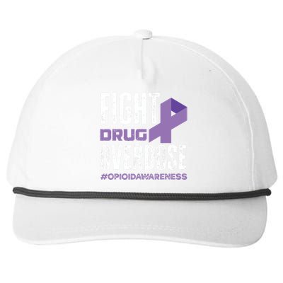 Fight Drug Overdose Pruple Ribbon Opioid Overdose Awareness Snapback Five-Panel Rope Hat