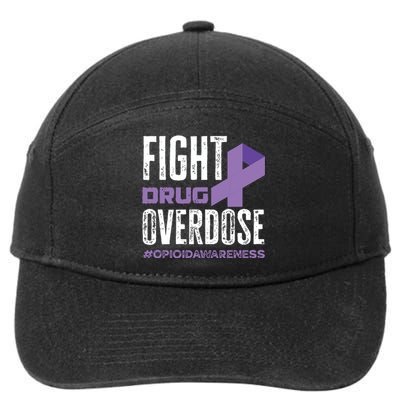 Fight Drug Overdose Pruple Ribbon Opioid Overdose Awareness 7-Panel Snapback Hat