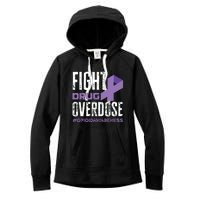 Fight Drug Overdose Pruple Ribbon Opioid Overdose Awareness Women's Fleece Hoodie