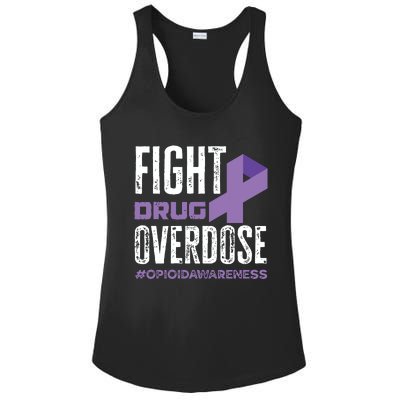 Fight Drug Overdose Pruple Ribbon Opioid Overdose Awareness Ladies PosiCharge Competitor Racerback Tank