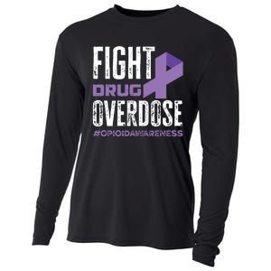 Fight Drug Overdose Pruple Ribbon Opioid Overdose Awareness Cooling Performance Long Sleeve Crew