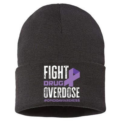 Fight Drug Overdose Pruple Ribbon Opioid Overdose Awareness Sustainable Knit Beanie