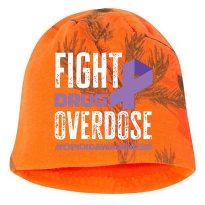 Fight Drug Overdose Pruple Ribbon Opioid Overdose Awareness Kati - Camo Knit Beanie