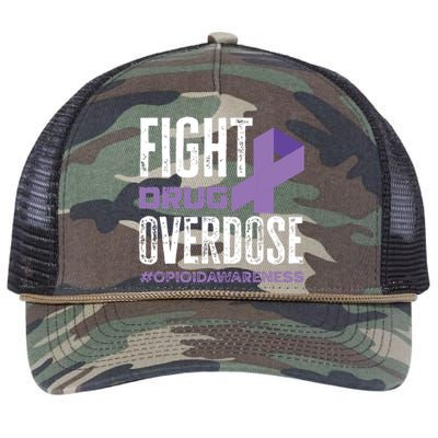 Fight Drug Overdose Pruple Ribbon Opioid Overdose Awareness Retro Rope Trucker Hat Cap