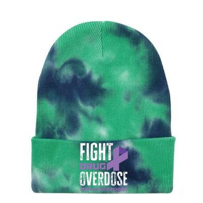 Fight Drug Overdose Pruple Ribbon Opioid Overdose Awareness Tie Dye 12in Knit Beanie