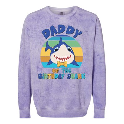 Funny Daddy Of The Birthday Shark Colorblast Crewneck Sweatshirt