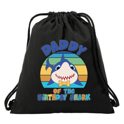 Funny Daddy Of The Birthday Shark Drawstring Bag
