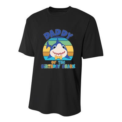 Funny Daddy Of The Birthday Shark Youth Performance Sprint T-Shirt