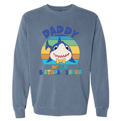 Funny Daddy Of The Birthday Shark Garment-Dyed Sweatshirt