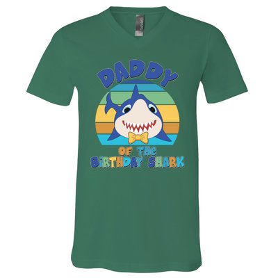 Funny Daddy Of The Birthday Shark V-Neck T-Shirt