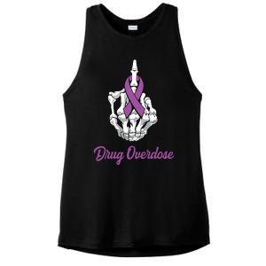 Fuck Drug Overdose Skeleton Hand Purple Ribbon Warrior Ladies PosiCharge Tri-Blend Wicking Tank