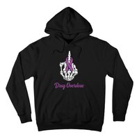 Fuck Drug Overdose Skeleton Hand Purple Ribbon Warrior Hoodie