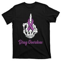 Fuck Drug Overdose Skeleton Hand Purple Ribbon Warrior T-Shirt