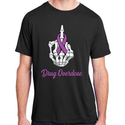 Fuck Drug Overdose Skeleton Hand Purple Ribbon Warrior Adult ChromaSoft Performance T-Shirt