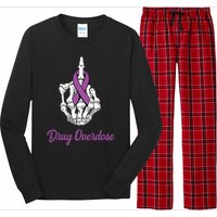 Fuck Drug Overdose Skeleton Hand Purple Ribbon Warrior Long Sleeve Pajama Set