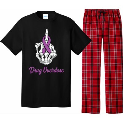 Fuck Drug Overdose Skeleton Hand Purple Ribbon Warrior Pajama Set