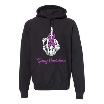 Fuck Drug Overdose Skeleton Hand Purple Ribbon Warrior Premium Hoodie